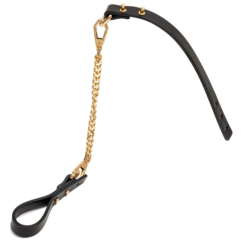 BlackWolf Female Sex Toys Sm Pu Leather Handcuff with Gold color Chain Men Sex Toy bdsm Luxurious Quality for Women Adult Game