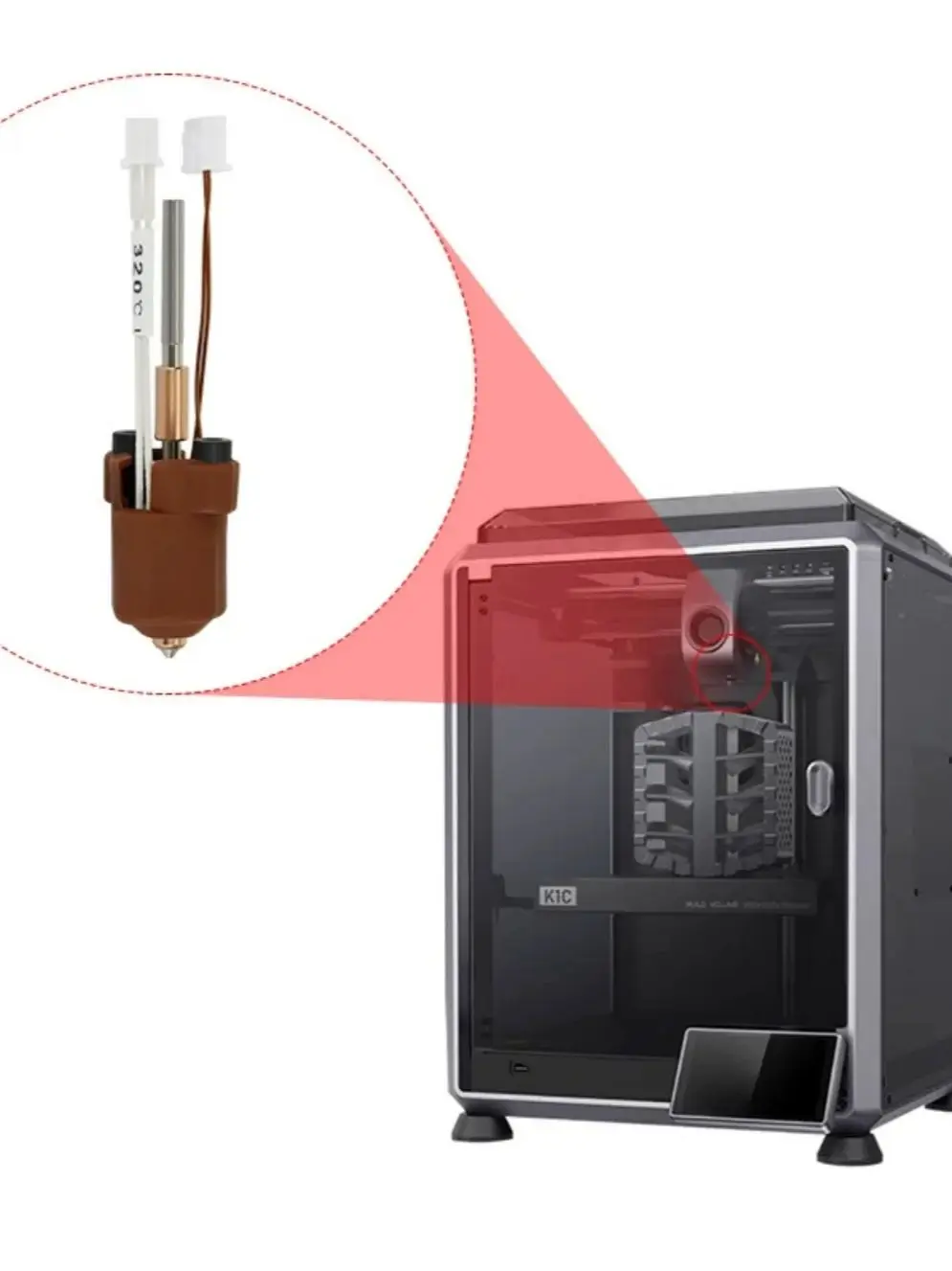 Zestaw ceramicznego bloku grzewczego Hotend do Creality K1 (stara wersja), całkowicie metalowy, zintegrowany Hotend z szybkowymienną dyszą do K1C/K1Max — zdjęcie produktu 7
