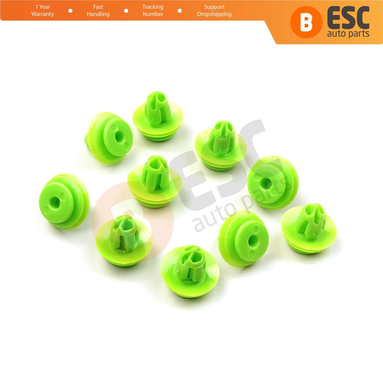 ESC ECF5022 10 Pieces Door Panel Interior Trim Retainer Green Clip For Honda 91560-SZW-003