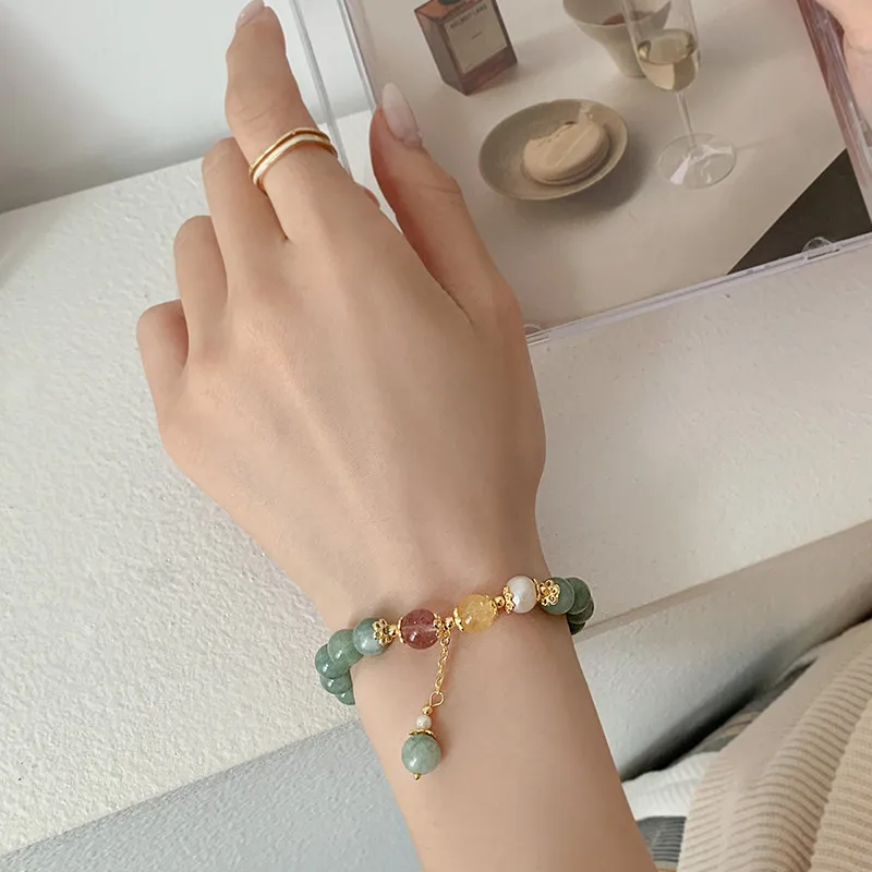 Hochwertige natürliche Burma-Jade und Süßwasserperle, weibliche Charm-Armbänder, Schmuck für Frauen, Geburtstagsgeschenke – Detail 5