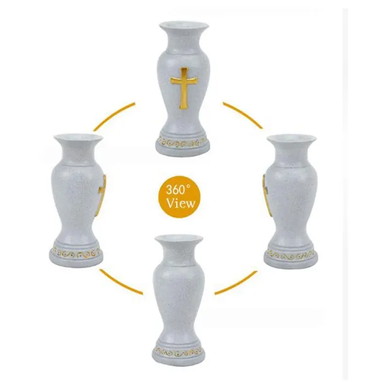 ABMR-Waterproof Cemetery Grave Vase Resin Memorial Flower Holder Outdoor Grave Decoration Garden Memorial Decoration Vase A