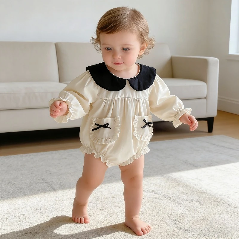 女の子の秋の小さな香りの良い登山服長袖甘いおなら包み込み服ベビー春と秋の姉妹ドレス