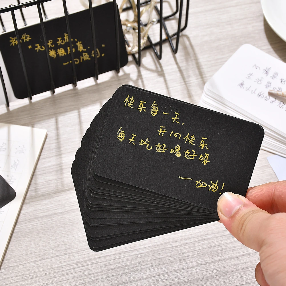 100 tarjetas en blanco, tarjetas de notas, cartulina de invitación negra, lugar de felicitación de aprendizaje