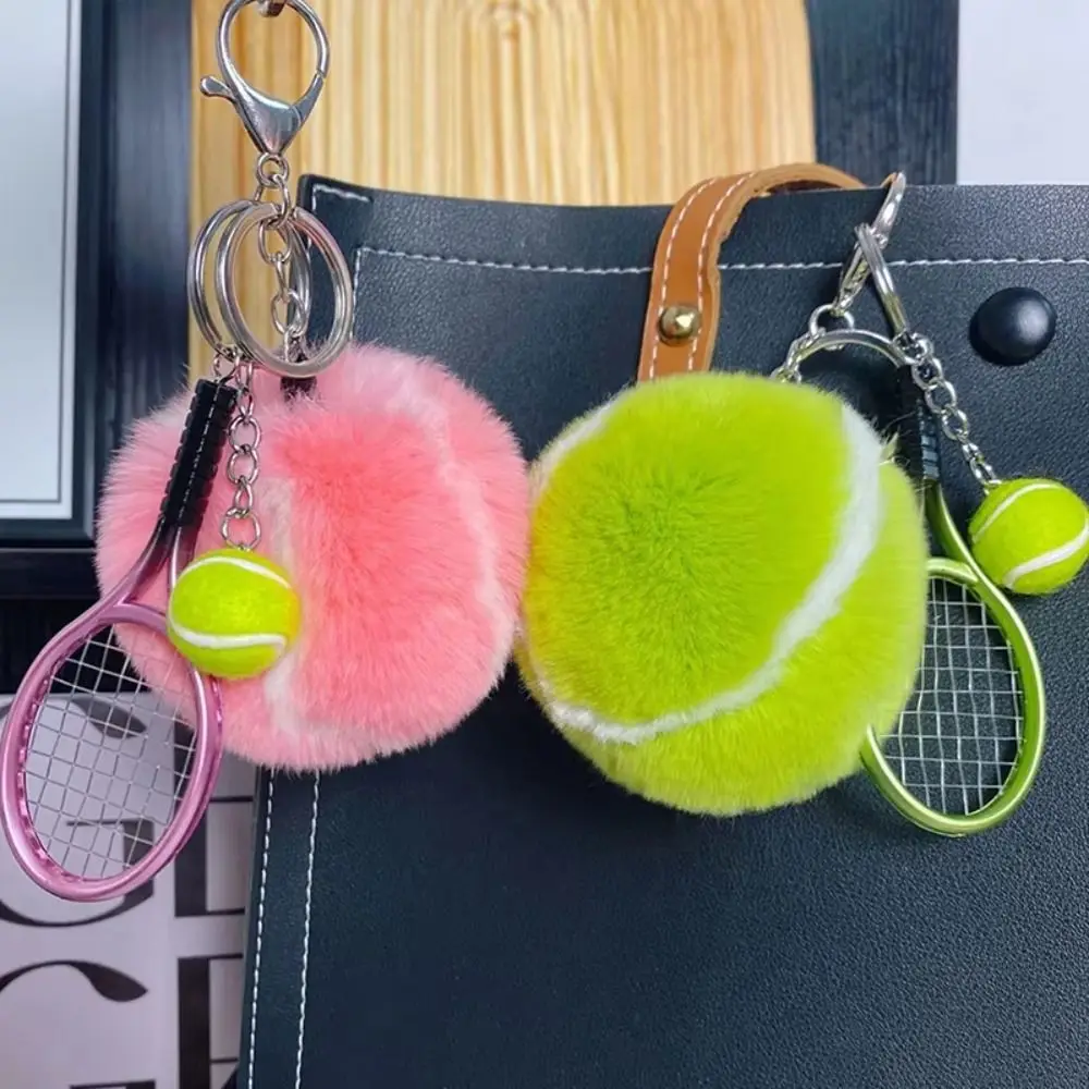 Creativity Cute Tennis Keychain Cartoon DIY Ball School Bag Pendant Simple Soft Backpack Charms For Girl Gift