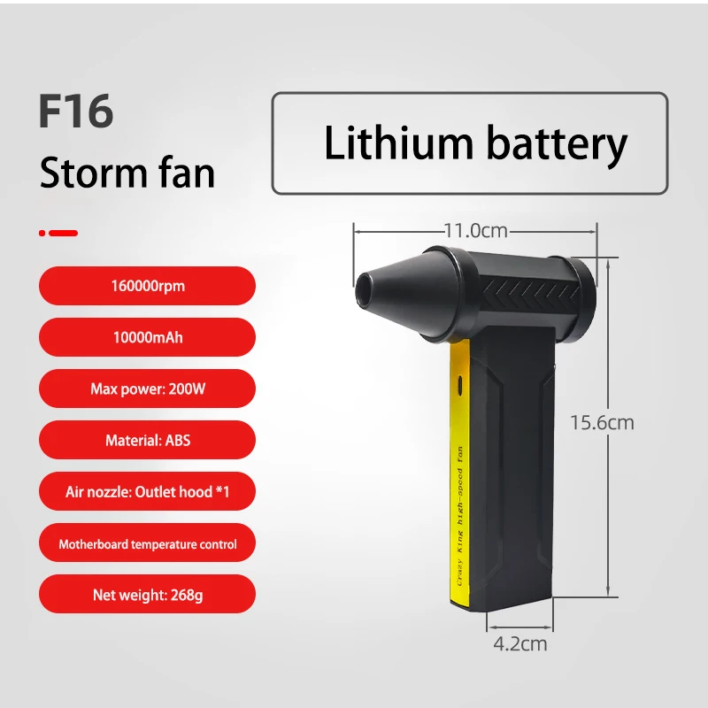 

160000 RPM Blower Fan Brushless Motor Turbo Violent Fan Powerful Air Duster Computer Cleaning Electric Jet Blower