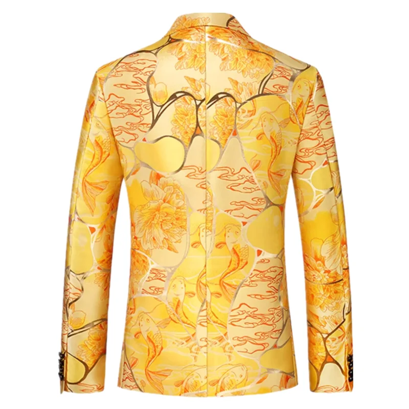 High End Jacquard Suit Men's Jacket,fashionable Trend Slim Fit Dress Top,European Sizebusiness Casual Suit Personalized Dressing