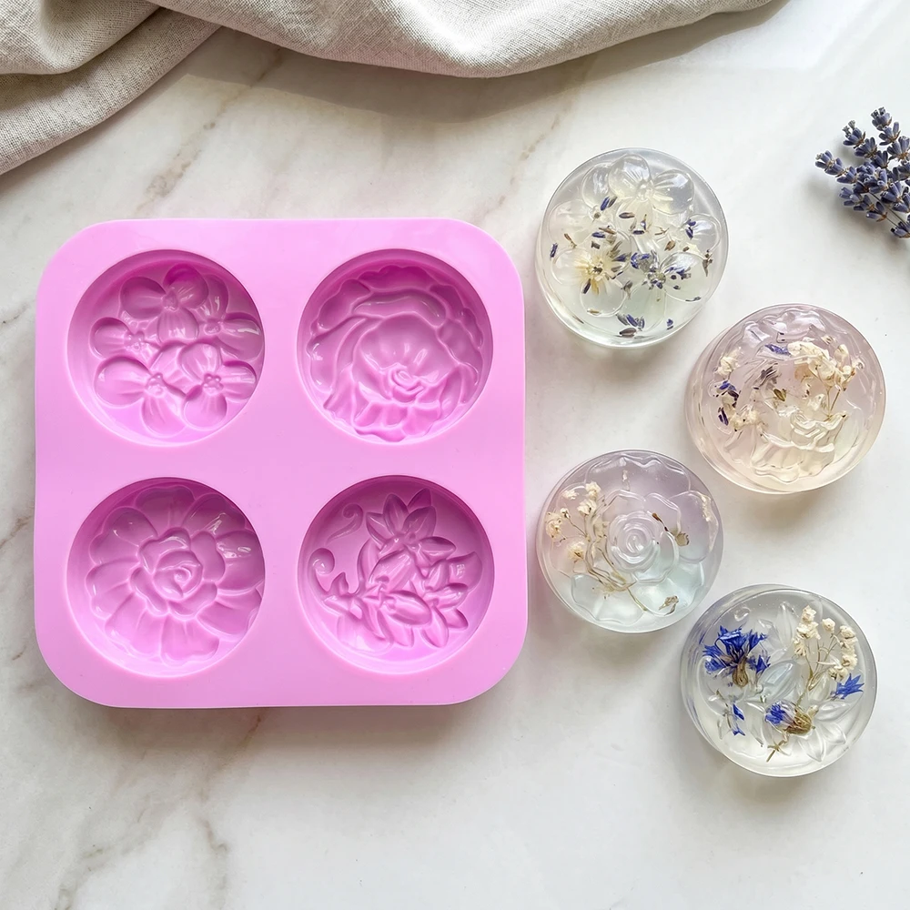 Soap Making Homemade - 1 szt. 4-gniazdowa silikonowa forma do
