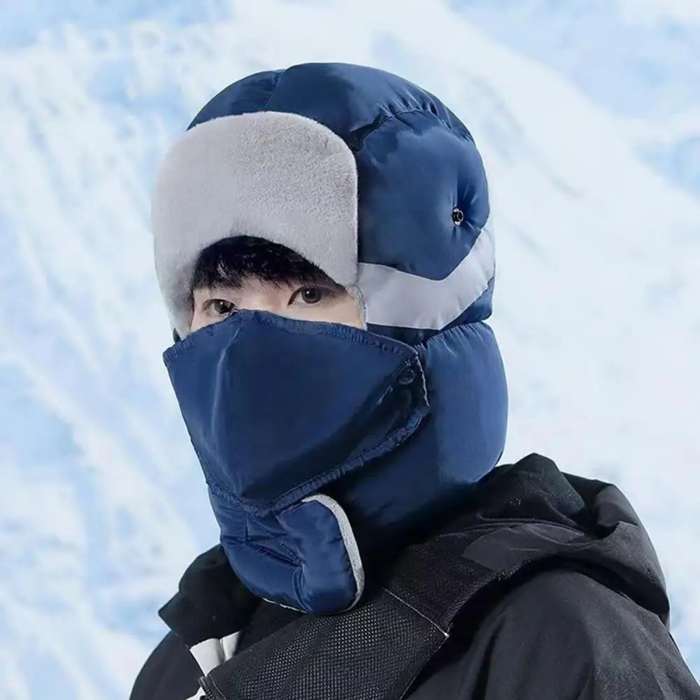 Soft Winter Riding Hat Riding Headgear Windproof Thermal Hat with Velvet Lining Detachable Face Guard Skiing Cycling Warm Winter