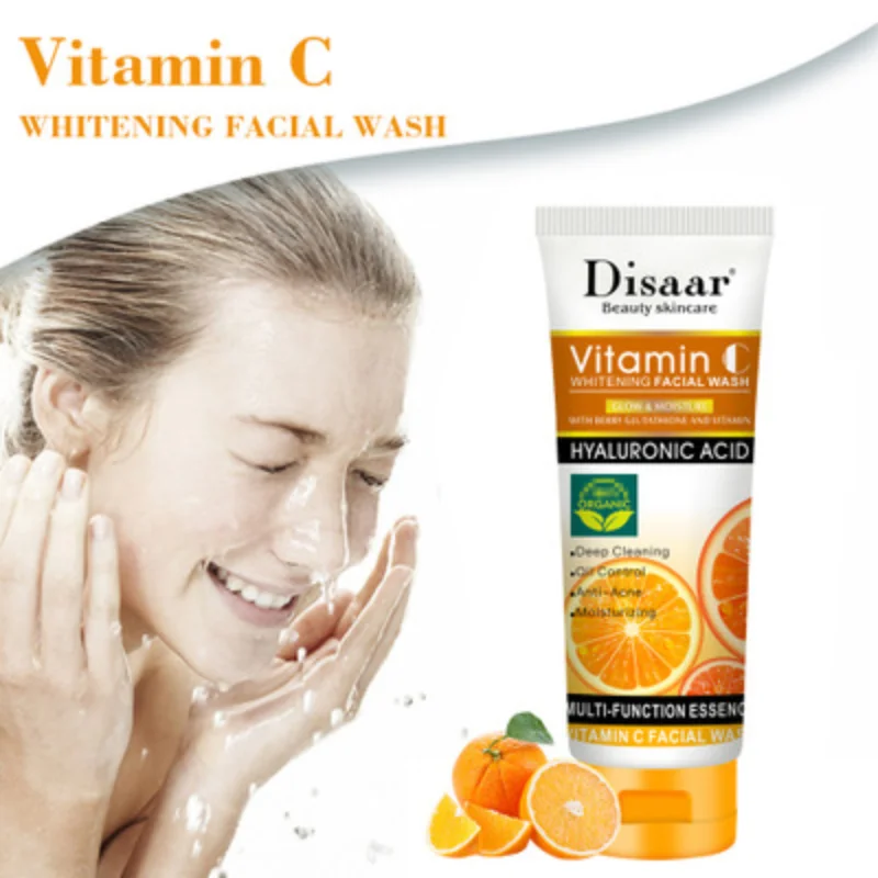 Facial Cleanser, Vitamin C Moisturizing Deep Cleansing Oil Control Refreshing Non Greasy Fade Skin Blemishes Skin Care 100ml