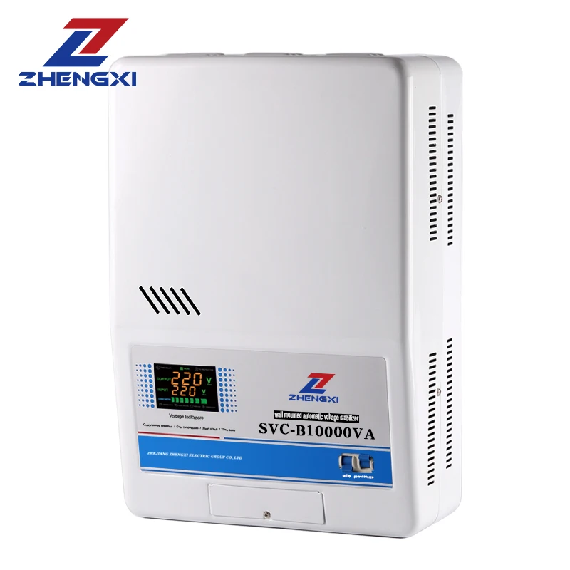 ZX wall mounted voltage regulator SVC-10KVA 12KVA Factory Custom single phase automatic AVR servo motor voltage stabilizer