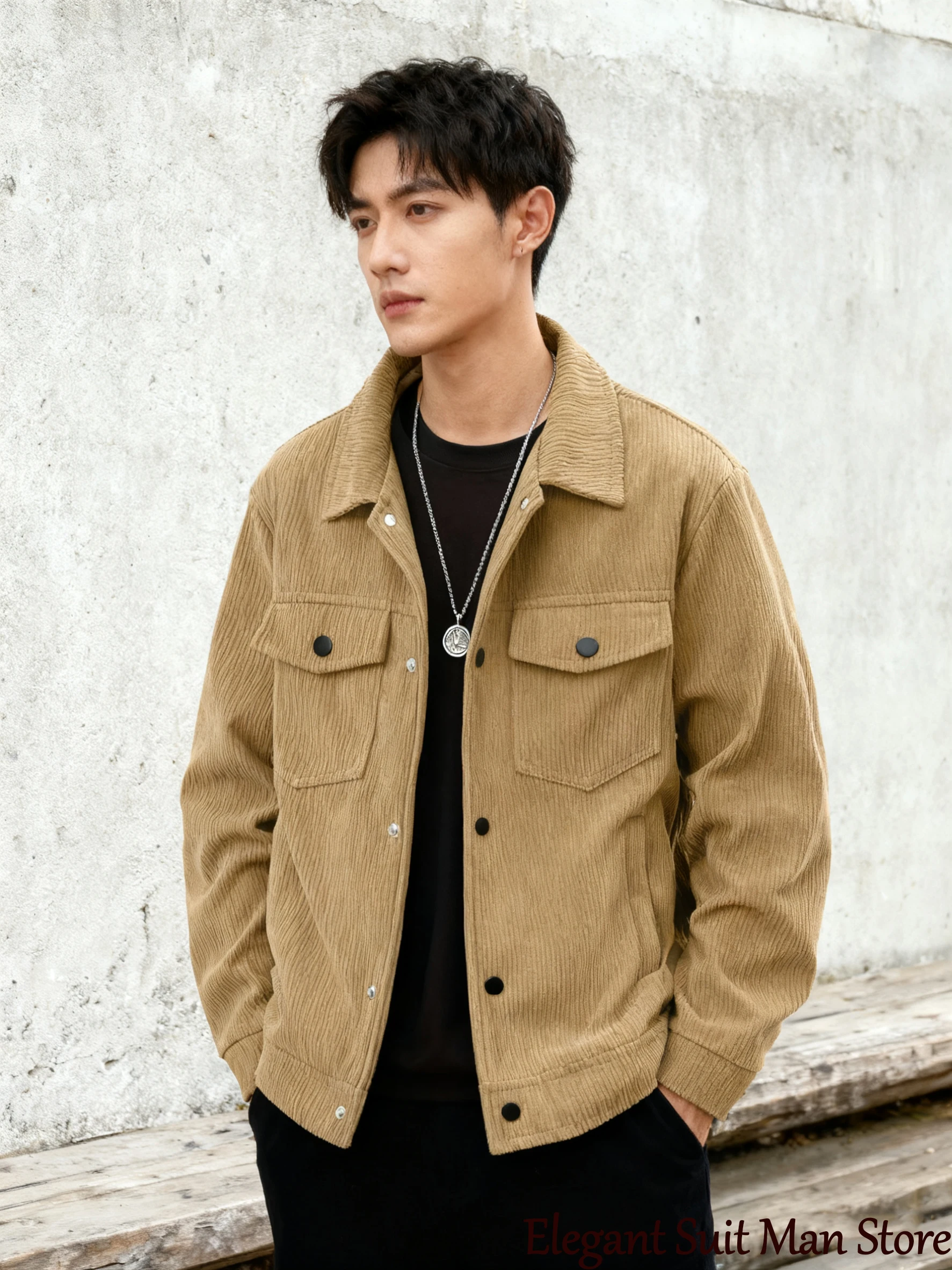 

Autumn Winter Men's Coat Corduroy Warm Windproof Jacket Retro Fashion Slim Fit Man Blazer