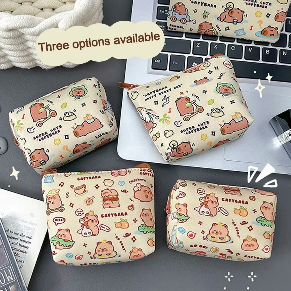 New Cartoon Pattern Capybara Coin Purse Waterproof Mini Storage Bag Portable Wallet