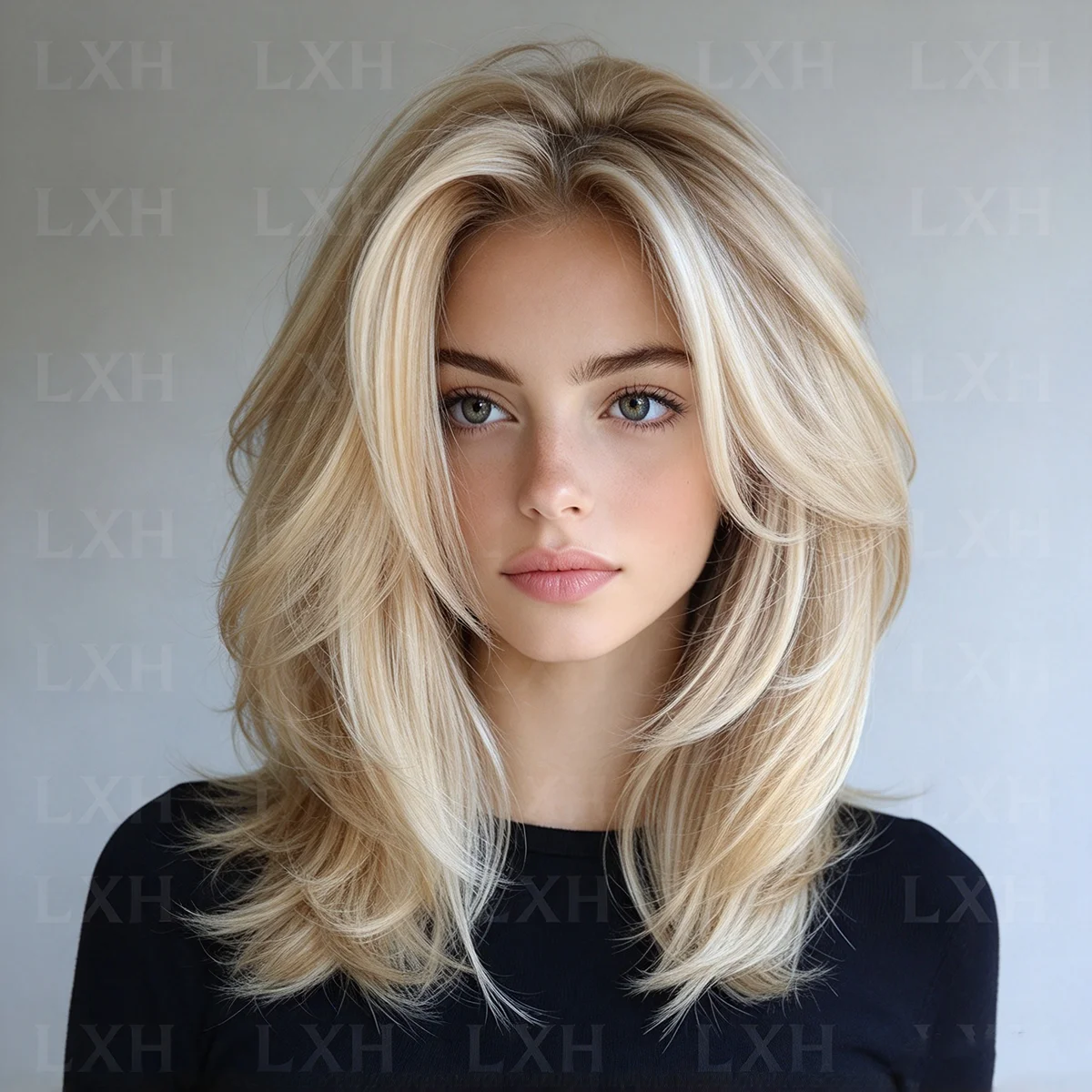 Soft 100% Human Hair Wig with Baby Hair Pre-Plucked Ombre Highlight Blond Wave 150 Density 13x4 Lace Front for Natural Look