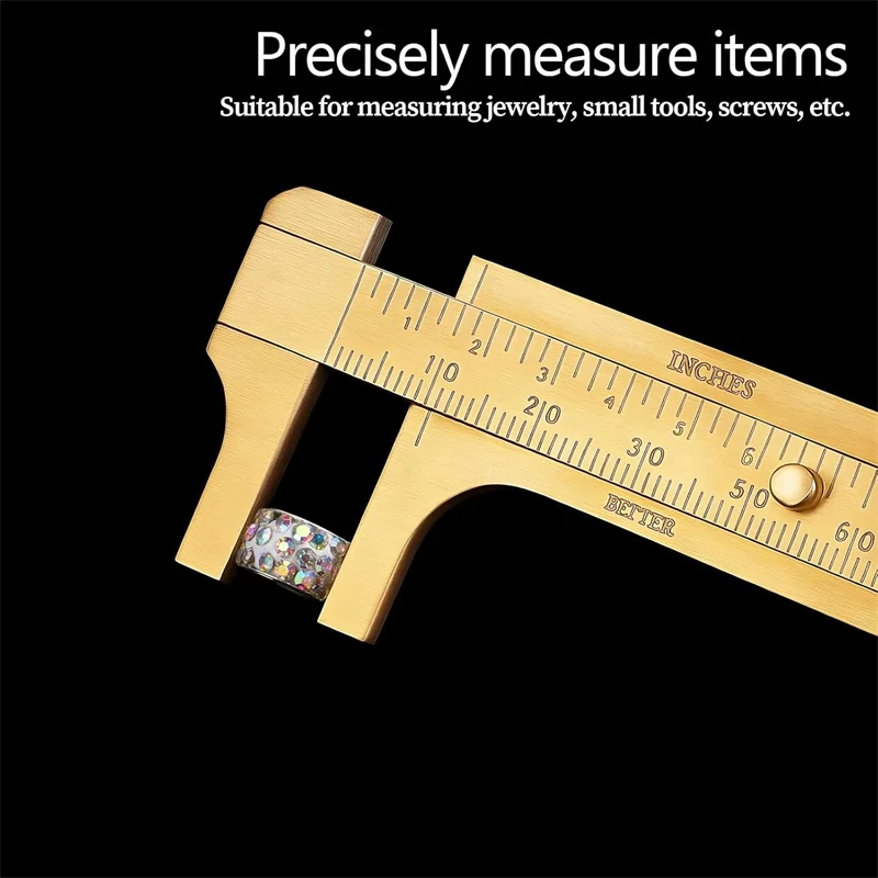 Brass Sliding Gauge Vernier Caliper Ruler Double Scales 100mm Brass Ruler Pocket Ruler for Bead Wire Jewels Rings Measurement