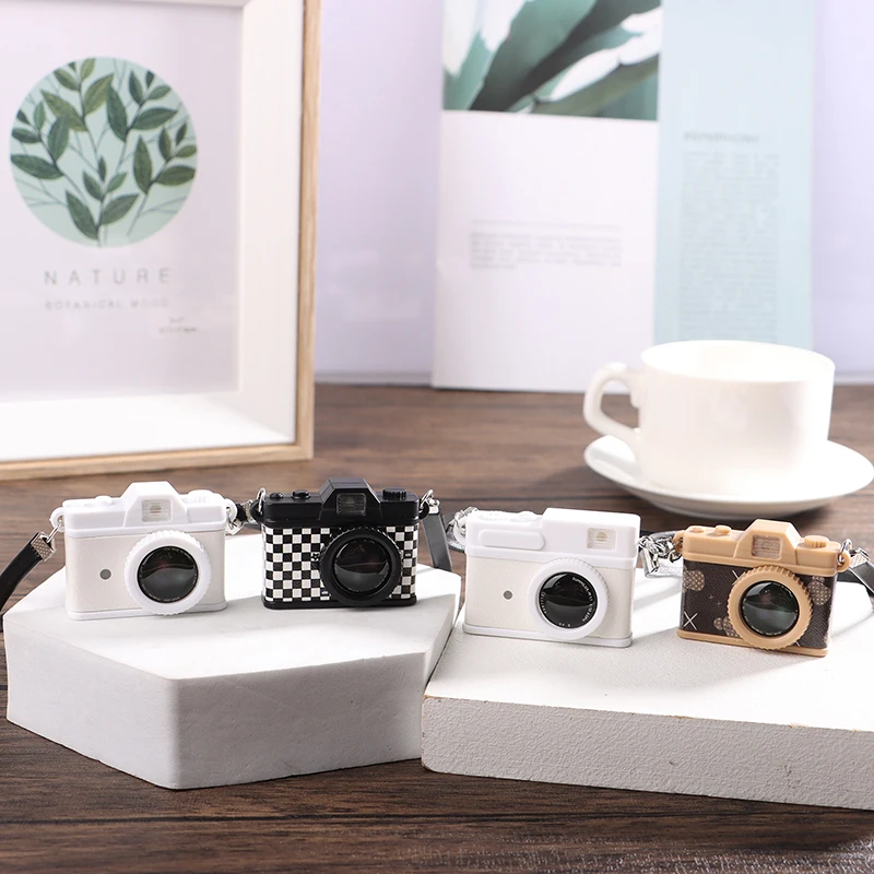 1:12 Dollhouse Miniature Digital Camera Can Bright Strap Camera Model Furniture Accessories For Doll House Decor Kids Toys Gift