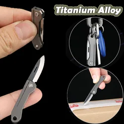 TC4 Titanium Alloy Mini  Folding Knife EDC Portable Keychain Pendant Knife Express Unpacking Pocket Knife Gift EDC Tool