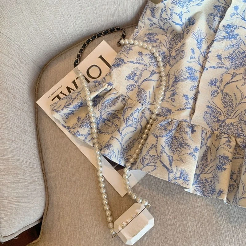 1-12Y Girls 2024 new dress ink painting foreign style new Chinese print Polo collar sleeveless summer temperament shoulder