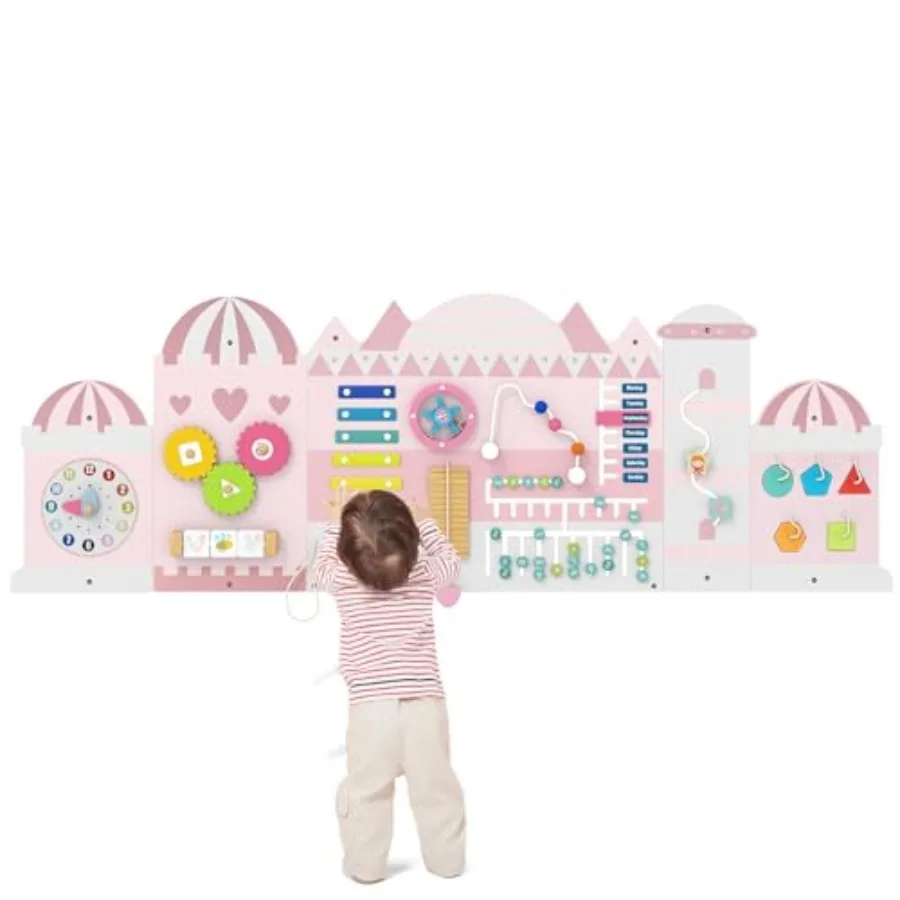 

Развивающая доска-бизиборд 11-в-1 Монтессори, деревянные сенсорные панели для мальчиков и девочек 3+, настенная развивающая доска для малышей