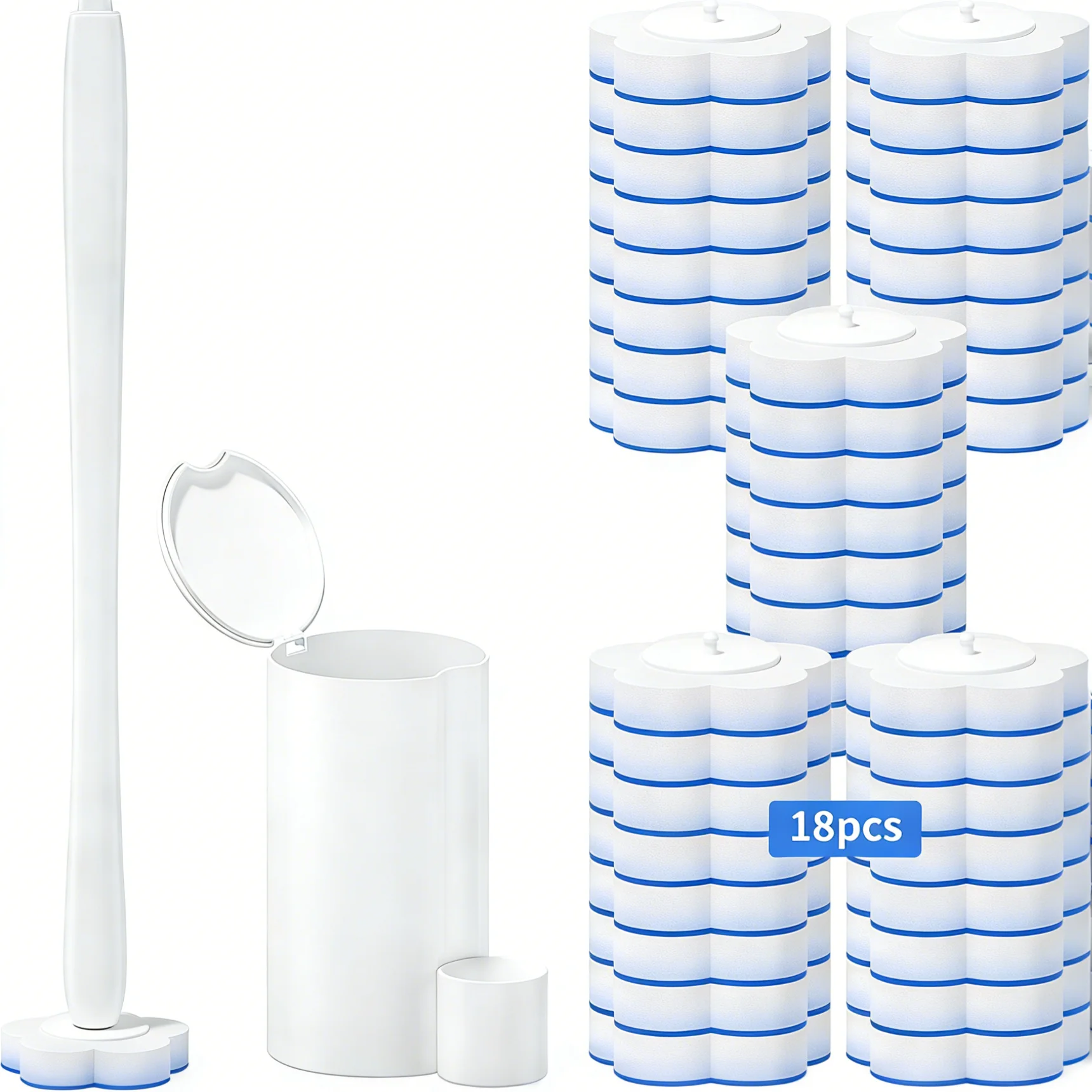 Disposable Toilet Bowl Brush with 18 Toilet Wand Refills, Toilet Bowl Cleaner Wands, Toilet Cleaning System Starter Kit