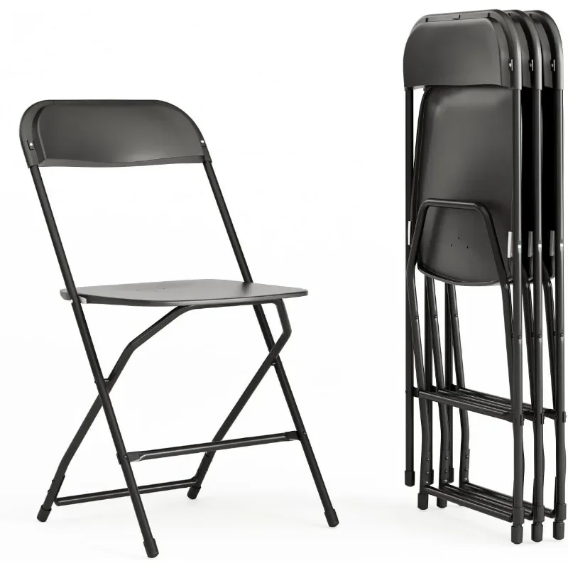 

Plastic Folding Chairs for Parties and Weddings, Stackable Commercial Event Seats, Set of 4, Black