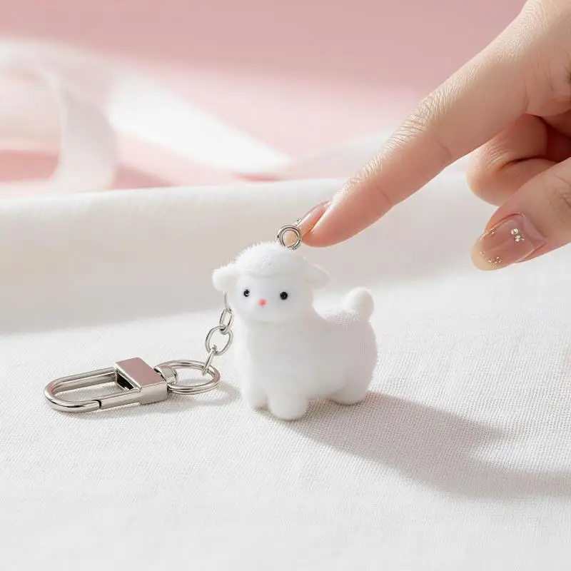 Mini Cartoon Sheep Plush Keychain Soft Kawaii Animal Pendant Lightweight Backpack Charm for Teen Girls Birthday Gifts