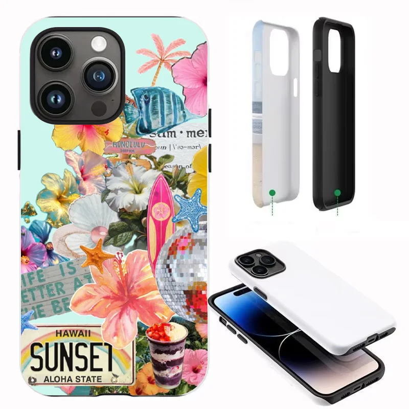 Nama Gambar Kustom Blossom Flower PC + Casing Silikon untuk iPhone 15 14 13 11 12 16 17Pro Max 14 15 16Plus 17air Case Luxury Cover