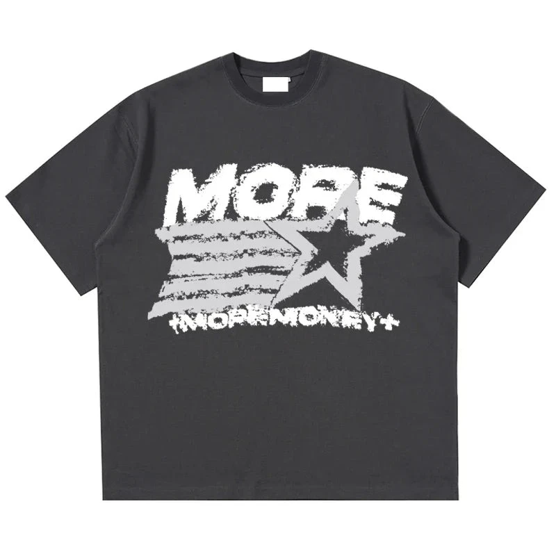 Short Sleeve T-Shirt Men Women Distressed Graffiti Graphic Tee Vintage Y2K Streetwear Casual Loose Fit Top