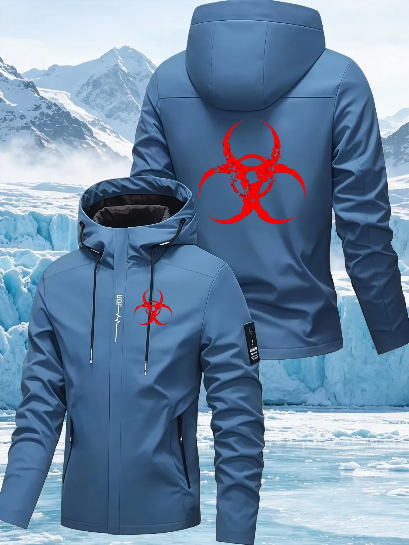 Luxury brand autumn exquisite print design hooded pocket jacket fashionable and lightweight hiking adventure windproof men's top