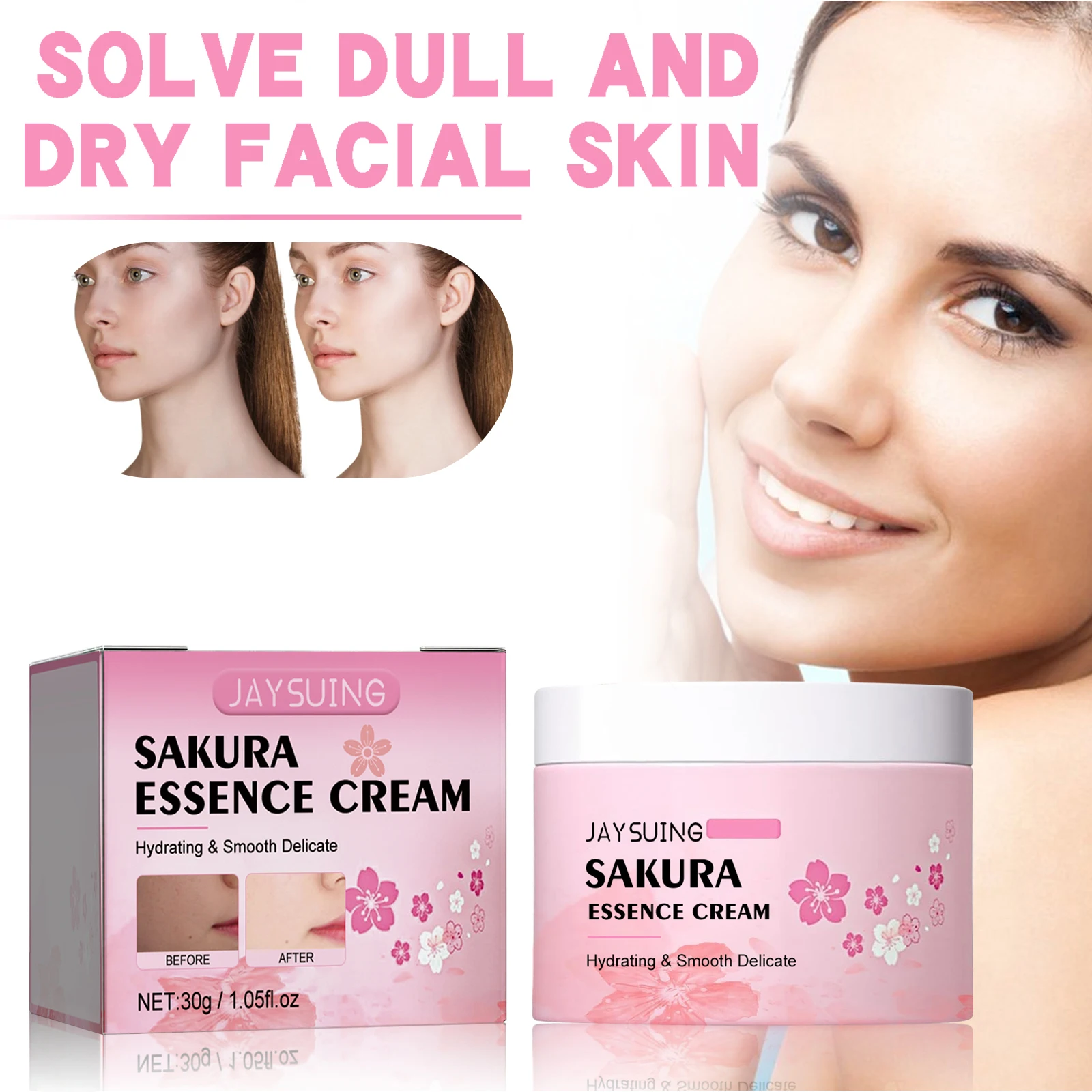 

Japan Sakura Essence Cream, Sakura Tone Up Cream with Hyaluronic Acid Anti Aging Face Lifting Nourishing Repair Collagen