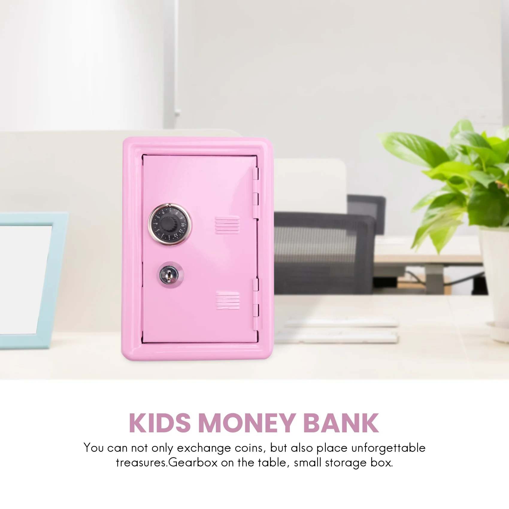 A93P Kids Money Banks, Mini Money Box Gift Safe Case Password with Key Metal Money Box Storage Bedroom Locker Home Ornament