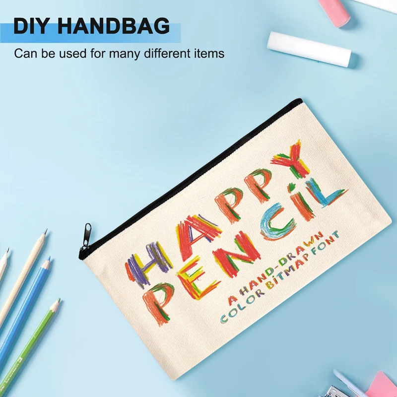 50Pcs Canvas Zipper Bag Pencil Case Cosmetic Bag Blank Bag DIY Craft Bag Cosmetic Bag Cosmetic Bag DIY Craft School