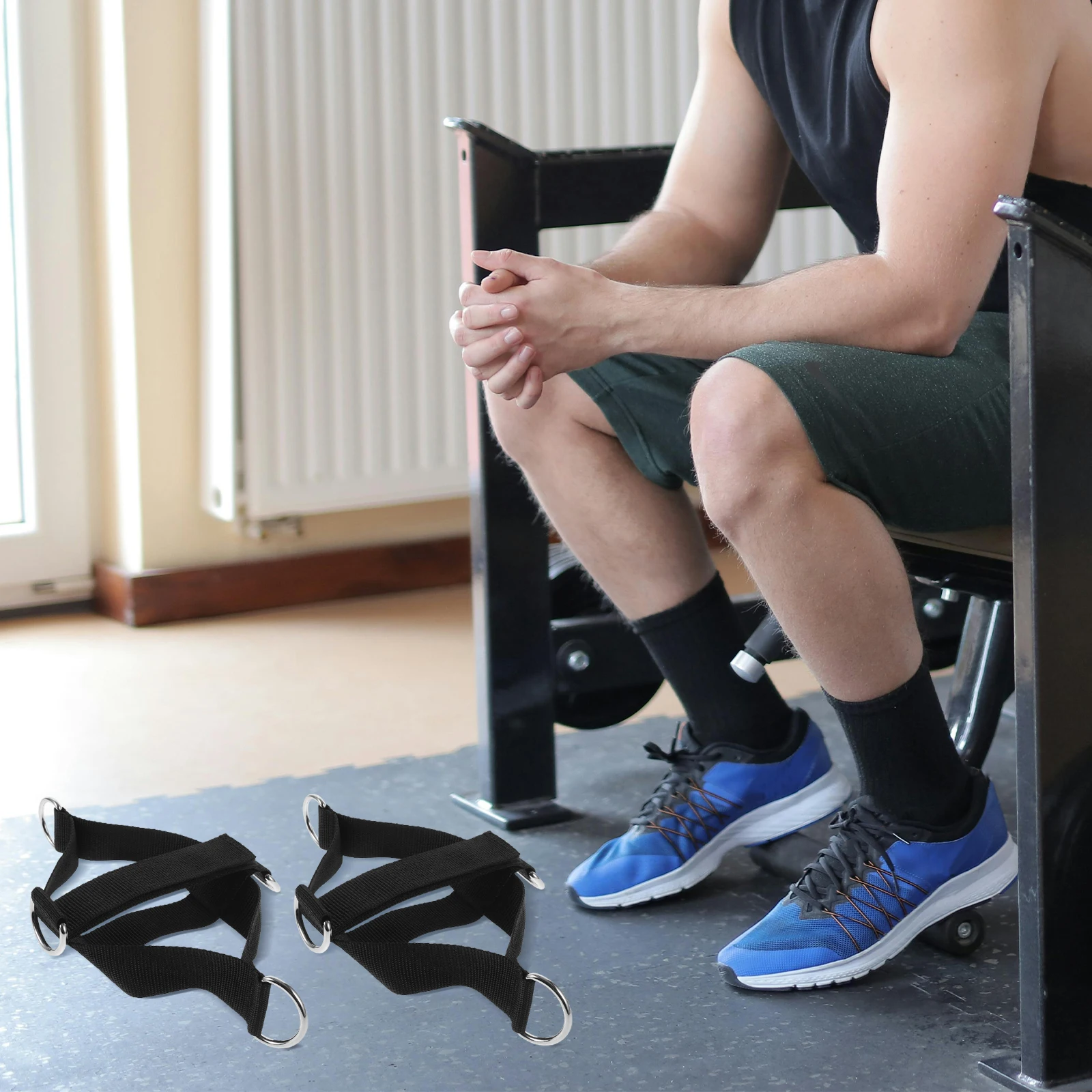 

Running Ankle Buckle Protective Gear Fitness Belt Strap Black Nylon Cable Attachment