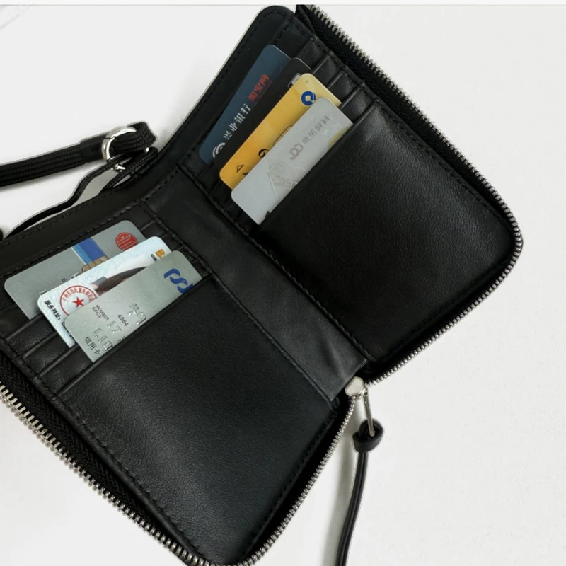 Minimalist Neck Phone Pouch Authentic Leather Card Organizer Travel Friendly Wallet Compact Carrier Women's wallet Bag for phone
