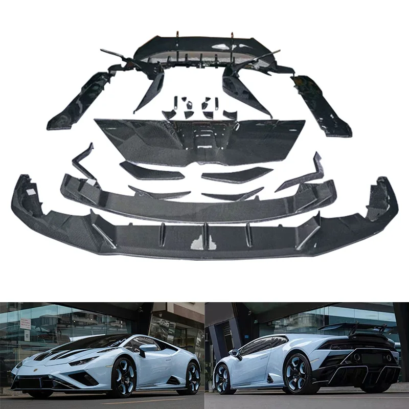 Комплект кузова из полууглеродного волокна, передний бампер, спойлер заднего бампера для Lamborghini Huracan LP580 LP610 EVO RWD Комплект кузова из полууглеродного волокна, передний бампер, спойлер заднего бампера для Lamborghini Huracan LP580 LP610 EVO RWD