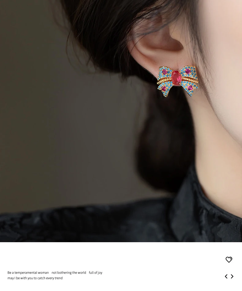 Bunte Zirkon-Schmetterlings-Knoten-Ohrstecker für Damen und Mädchen 2026 Neuer Luxus-Schmuck Sommerurlaubs-Stil Süßes Accessoire – Detail 6