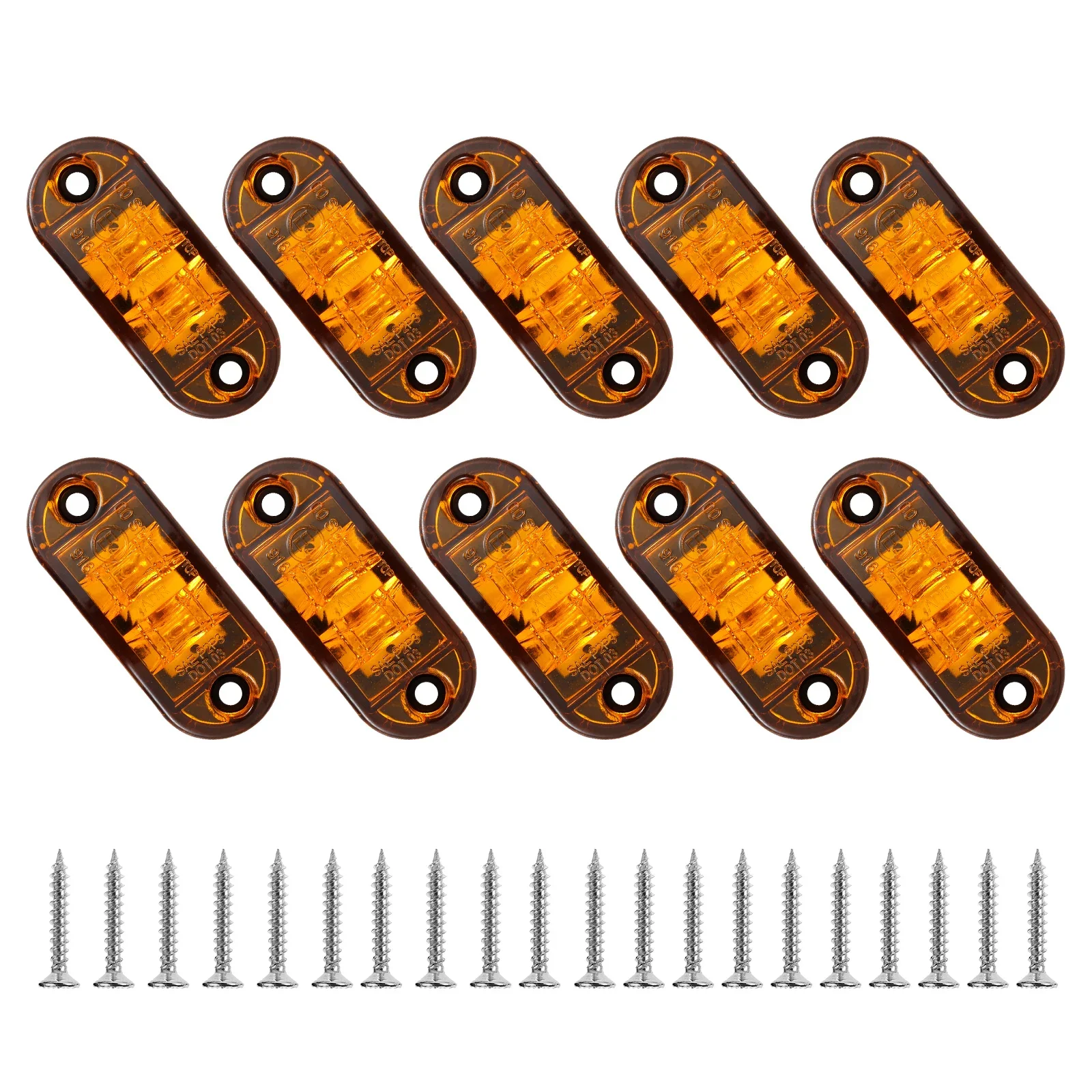 

10 Pack LED Side Marker Lights Oval Amber Clearance Light Waterproof Turn Signal Blinker Light for12V-30V Truck Tralier Boat2025