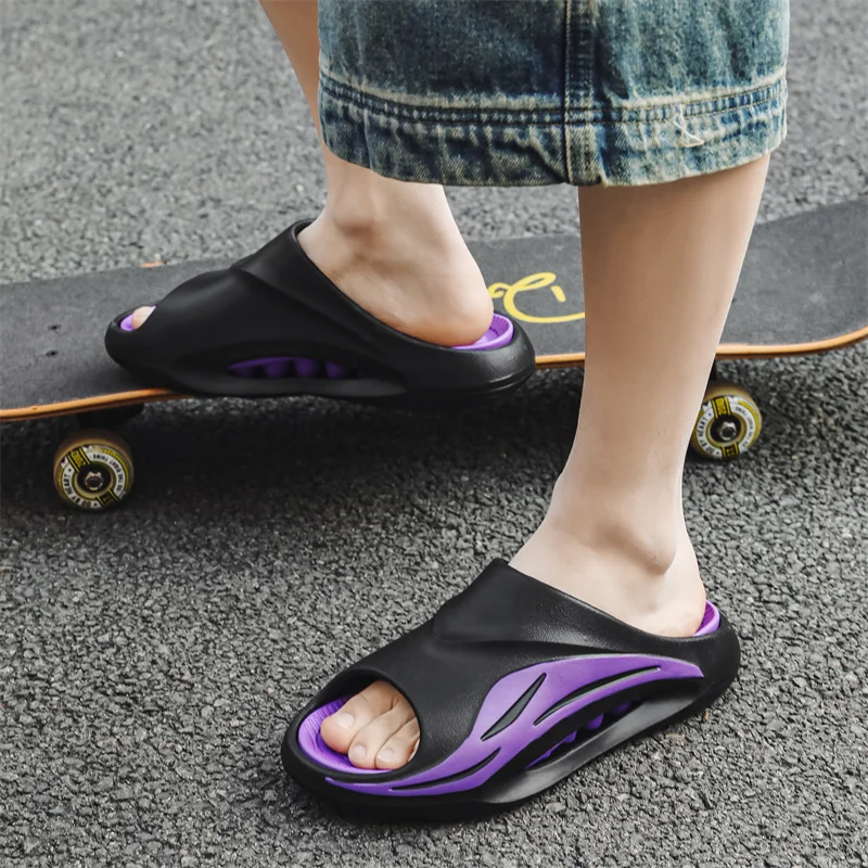 

Cloud Soft Thick Sole One-line Slippers, Two-tone Design, Drainage Hole Leaky Bottom, Anti-slip Bath Shower Shoes for Indoor Use