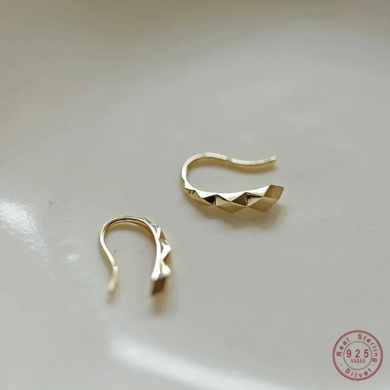 925 Sterling Silver Geometric Gradient lozenge Earrings for Women Korea Temperament 14K Gold Plated Jewelry