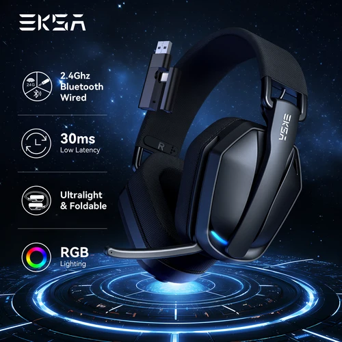 EKSA G19BT 2,4 GHz auriculares inalámbricos para juegos ultraligeros Bluetooth 5,4 auriculares para jugadores con micrófono para PC/PS5/Xbox