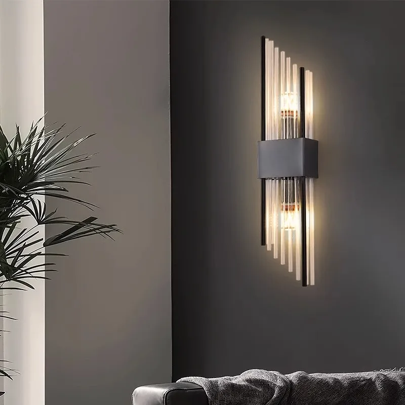 LED stainless steel glass wall sconce with creative bevelled opening, suitable for home decoration in hallway, study, bedroom.