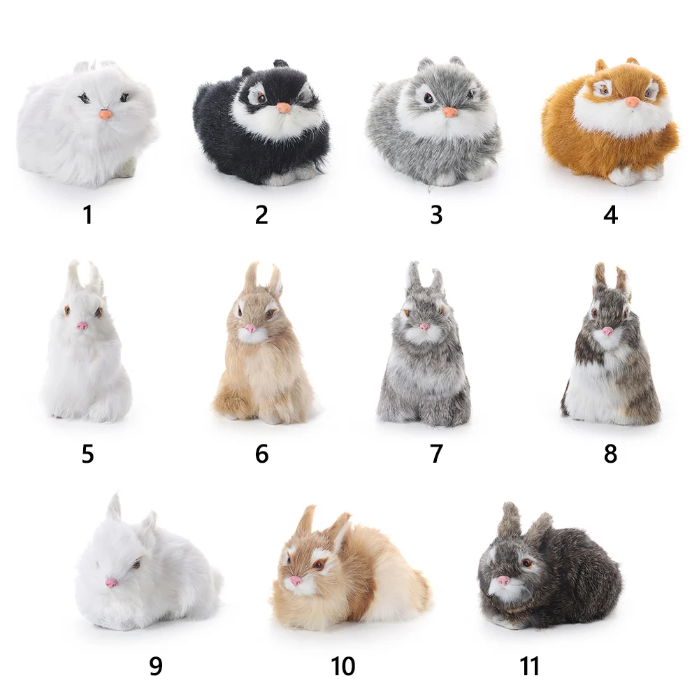 15CM Mini Realistic Cute White Plush Rabbits Fur Lifelike Animal Bunny Simulation Rabbit Toy Model Children's Birthday Gift