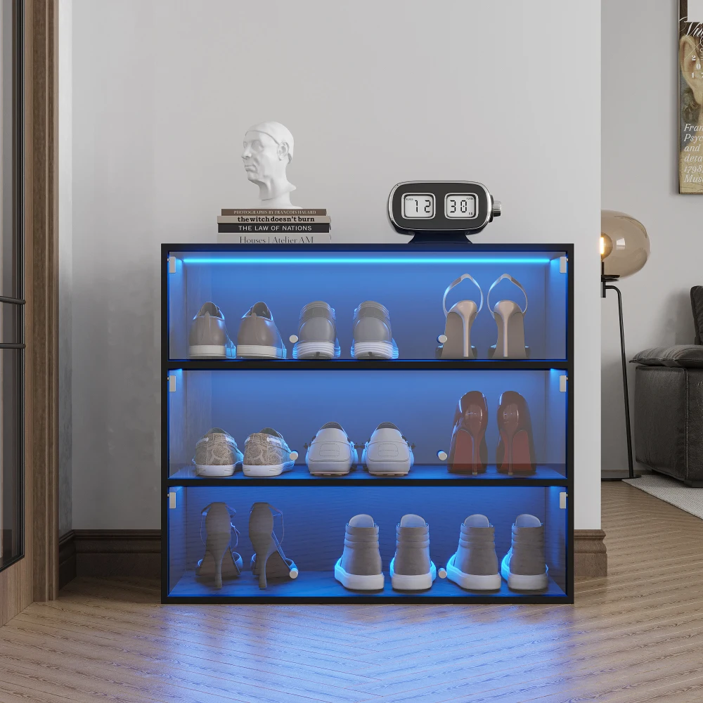 Collection Display Shoe Box with LED Light Transparent Dust-proof Home Storage Shoe Box Simple Shoe Cabinet Home Organization