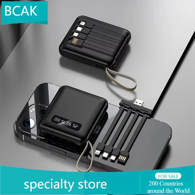 BCAK Marka Lisanslı Mağaza Yeni Mini Bağımsız Kablo Güç Bankası20000mAh Küçük Taşınabilir ve Büyük Kapasiteli Mobil Güç Kaynağı