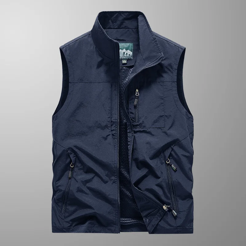 Spring Autumn Multi-Pocket Quick-Dry Fishing Photographer Vest Men's Plus Size Casual Top