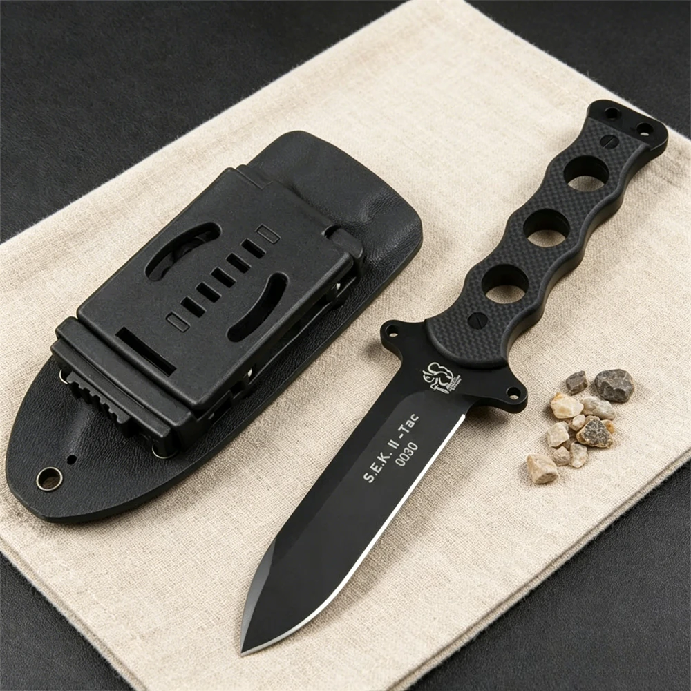 ickhorn Solingen S.E.K. Cuchillo II TAC, Hoja Fija de Acero DC53 con Mango G10, para Campismo, Senderismo y Uso Diario, Regalo para Hombres