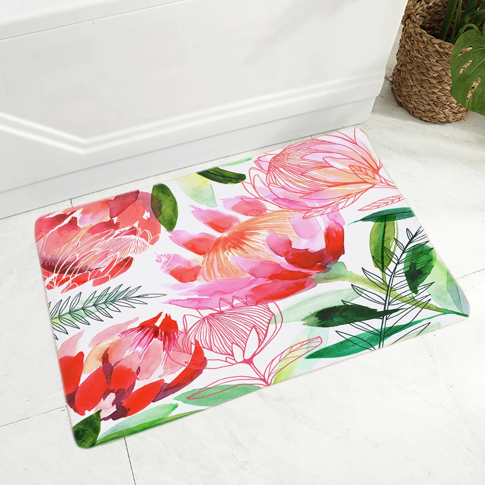 New Watercolor Flower Bird Decorative Rug Door Mat Soft Non-slip Bathroom  Living Room Bedroom  Home Decor  40X60CM