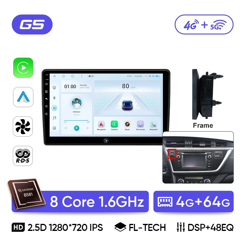 Ainavi autoradio voor Toyota Auris 2014 2015 2016 2017 2018 Corolla Altis Hybrid Carplay Android Auto multimediaspeler stereo 4G
