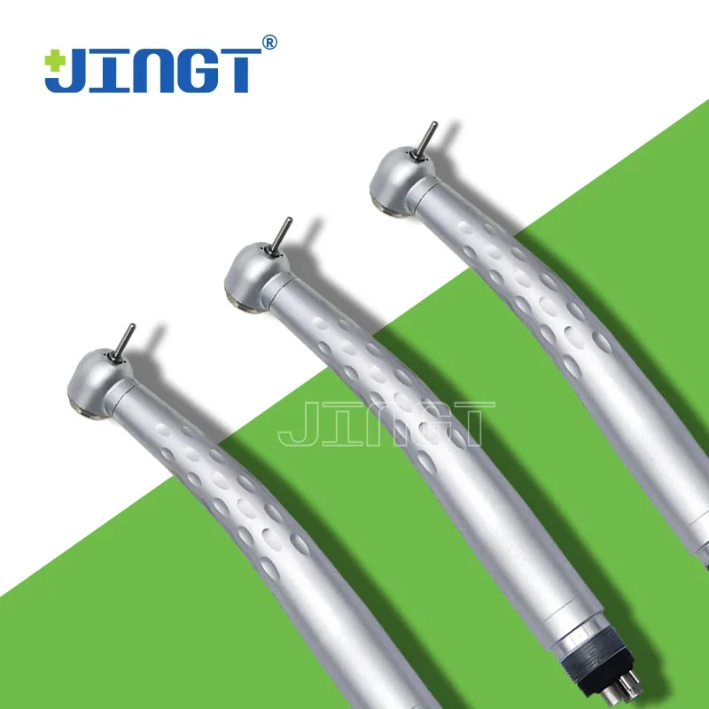 Dental High Speed Handpiece W/4 Water Spray Push Button Stainless Body Low Noise Press Head E-generator 2/4 Holes