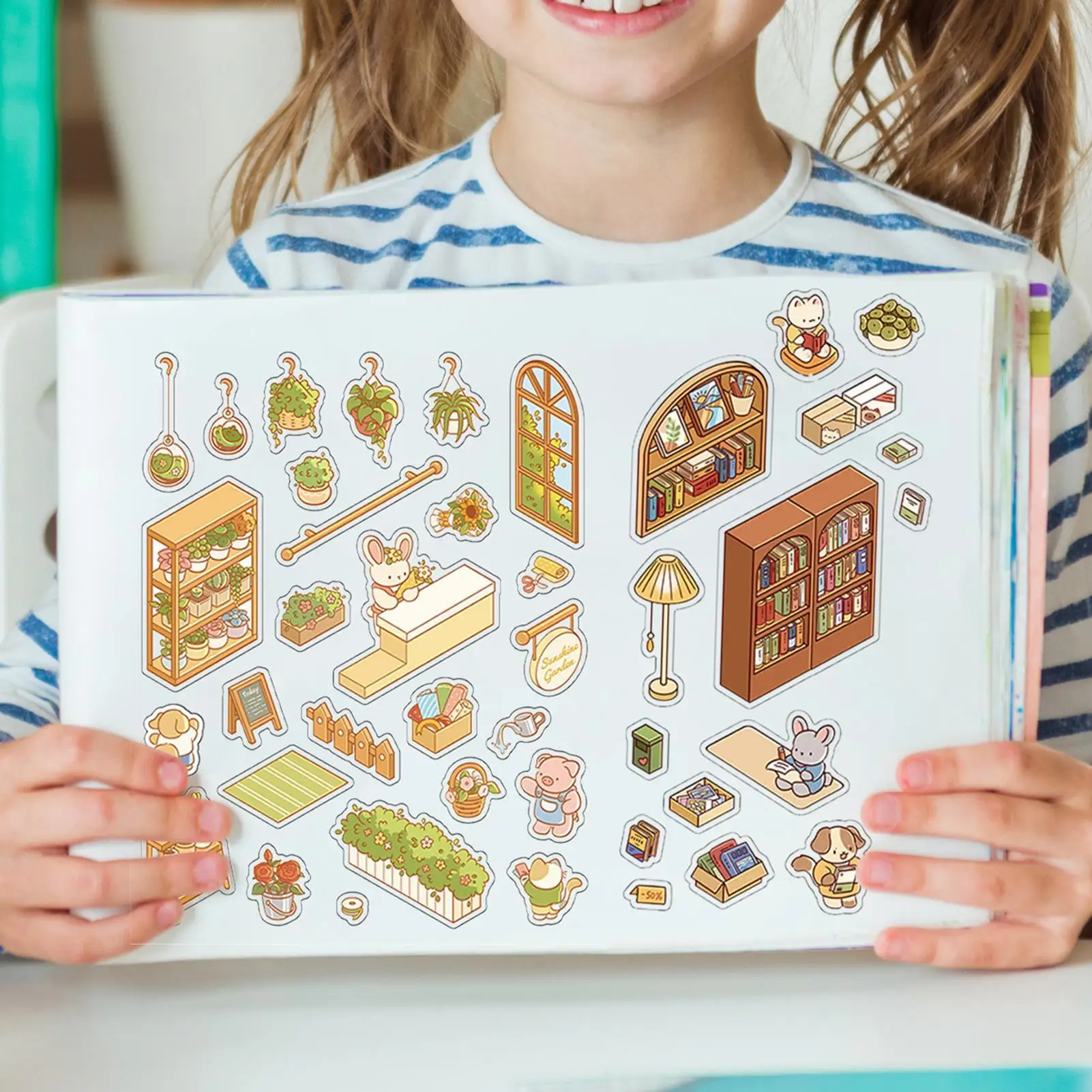 Conjunto de adesivos de cena em miniatura, efeito 3d, 4 peças, adesivo de paisagismo, alívio do estresse, decalques de paisagismo para entusiastas de artesanato, adolescentes