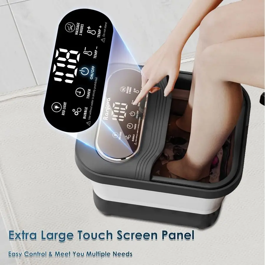 تدليك دوار كهربائي للقدمين، حمام للقدم مع حرارة، فقاعة، تحكم في درجة الحرارة، و24 كرة تدليك شياتسو بمحرك، باديكير فو